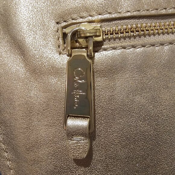 Sophisticated Stylish Cole Haan gold leather crescent hobo shoulder bag EUC - Picture 6 of 8